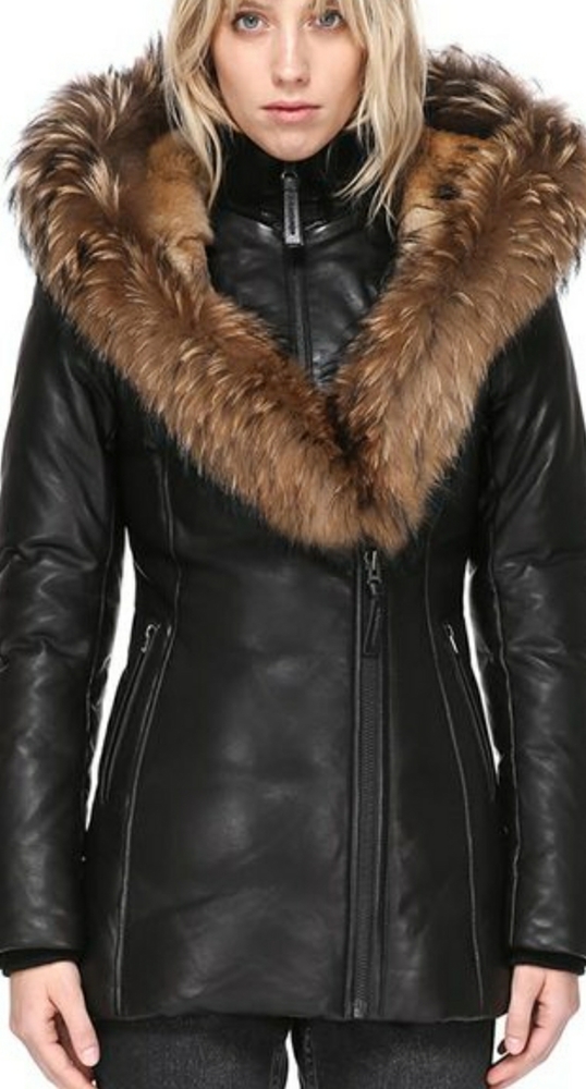 Leather Mackage Coat With Fur